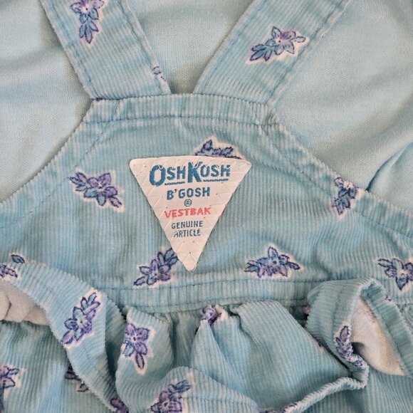VTG Oshkosh Baby Girl 3 6 Months Blue Corduroy Vestback Bibs Overalls Set‎ USA - Picture 10 of 14